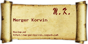Merger Korvin névjegykártya